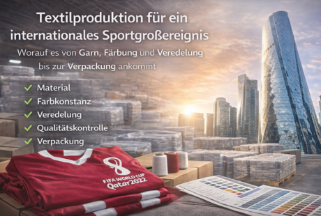 Textilproduktion für ein internationales Sportgroßereignis: Worauf es von Garn, Färbung und Veredelung bis zur Verpackung ankommt