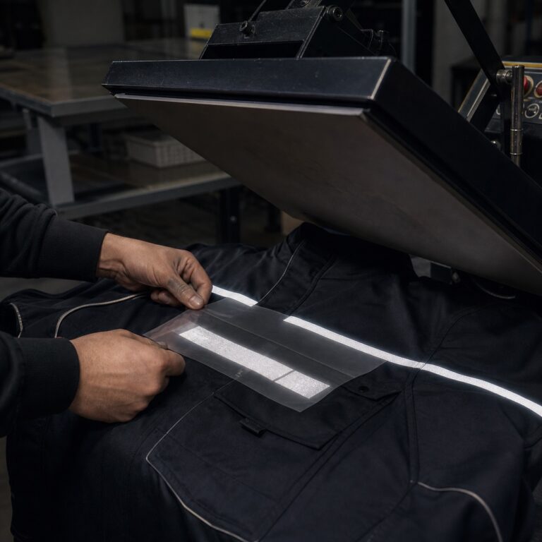 Reflective Transfer auf Arbeitskleidung mit sichtbarer Reflexwirkung